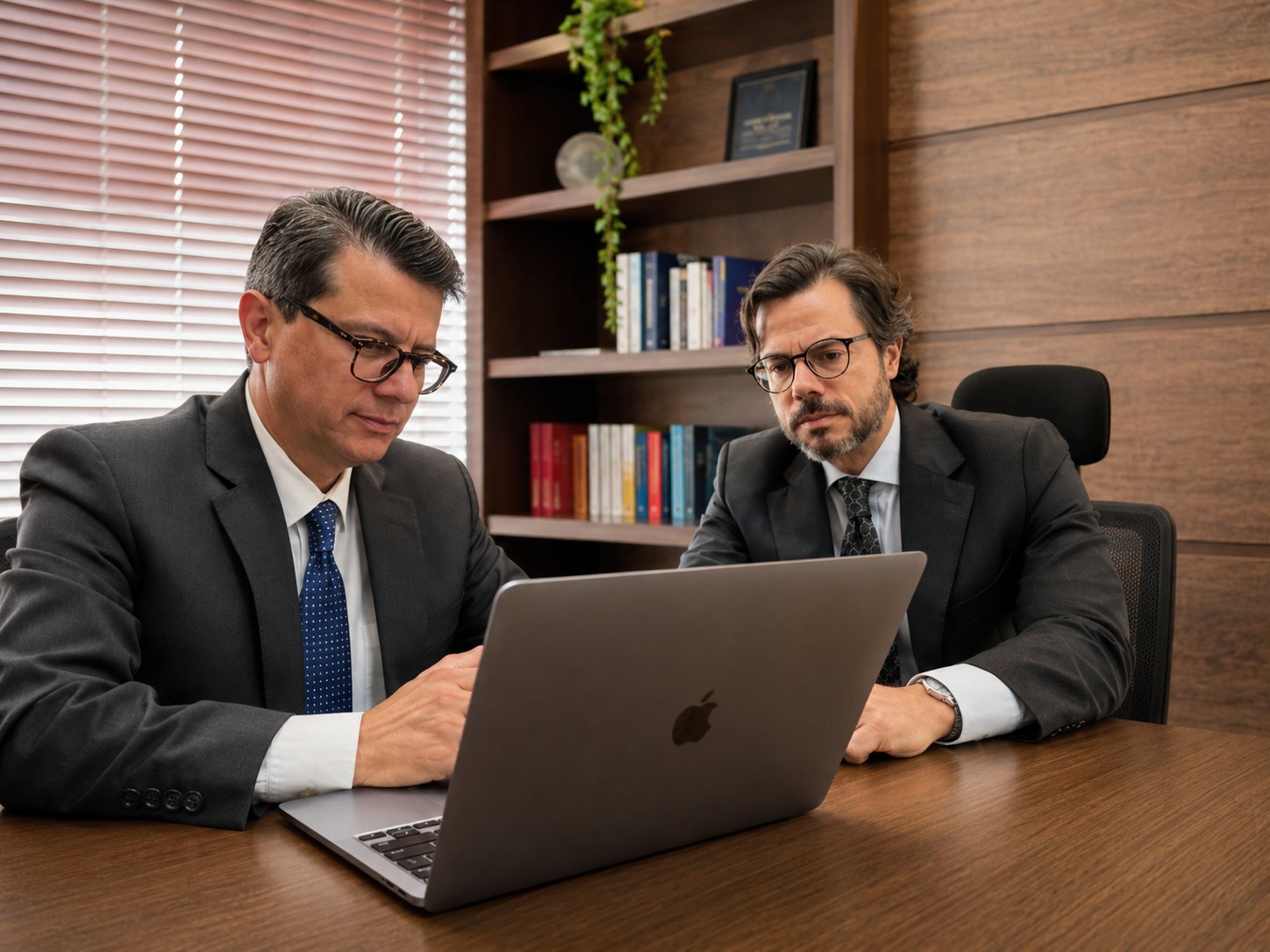 Os dois sócios fundadores analisando um caso no escritório